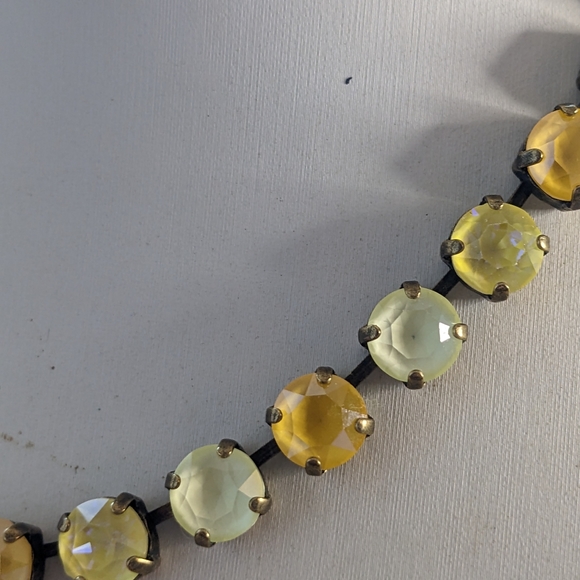 Yellow Pastel in Premium Austrian Crystal in Classic Tennis Necklace in Brass - Picture 5 of 8